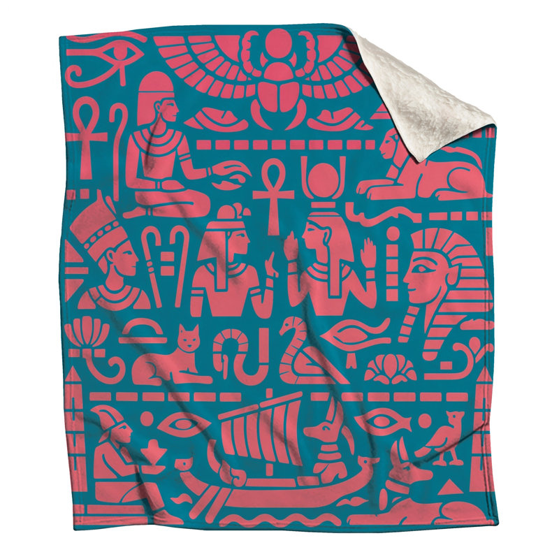 Ancient Egyptian Symbols Blankets, 60in W x 80in H