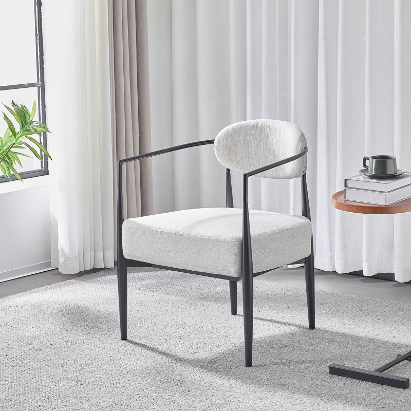 Fauteuil d'appoint rembourré Mid-Century, Beige, Noir
