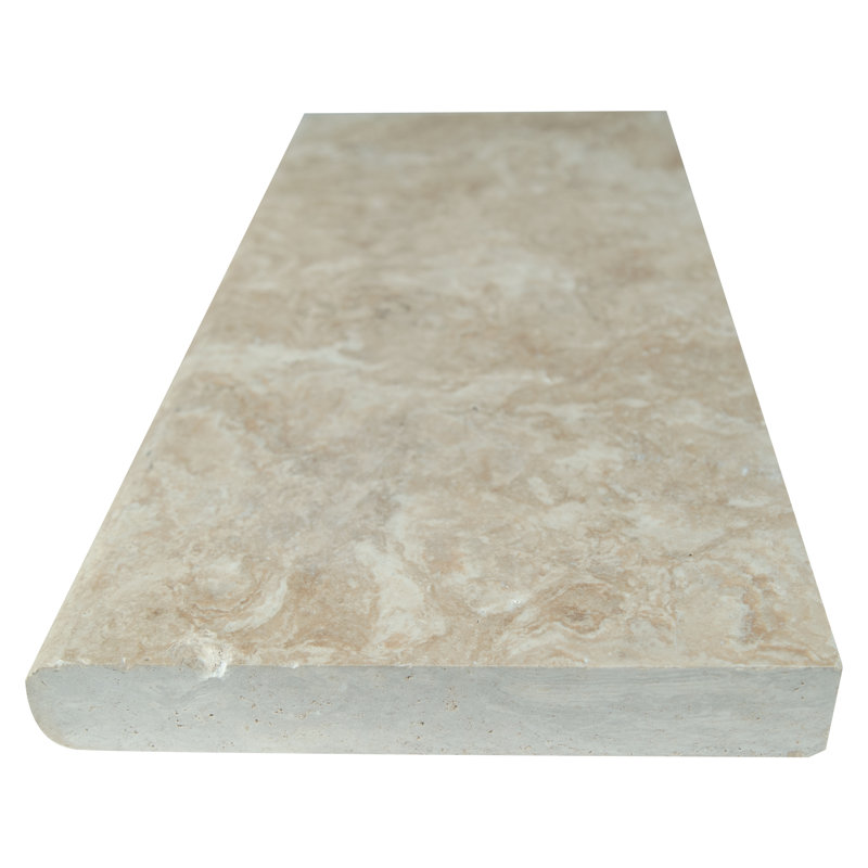 Marzana 12 in. x 24 in. x 1.97 in. Honed Unfilled Brushed Travertine Pool Coping (2 sq. ft./unit, 1 Piece), Dune