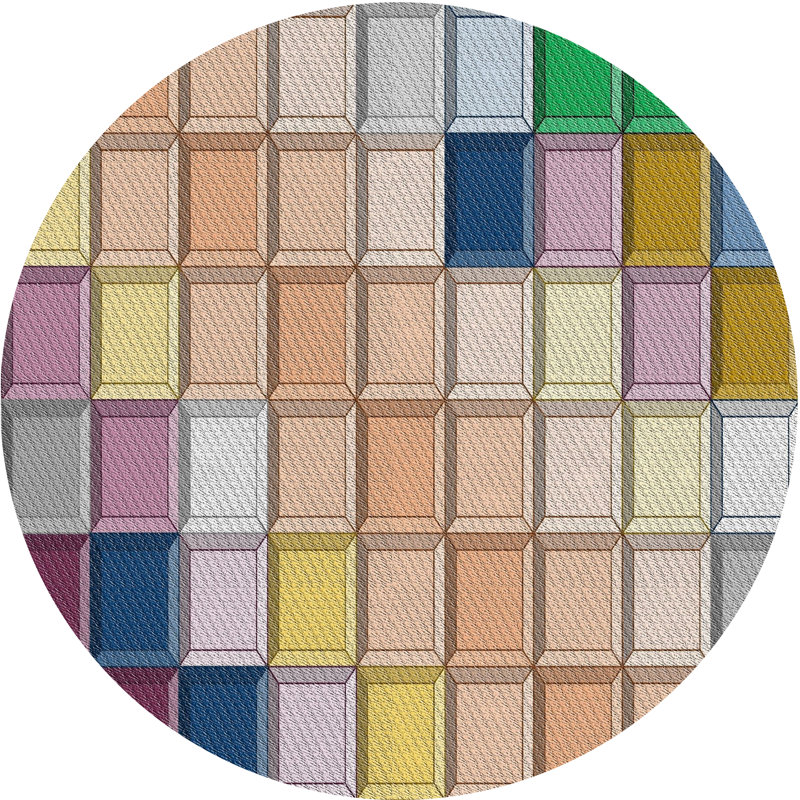 Tapis jaune / vert Power Loom, Rond 3 pi