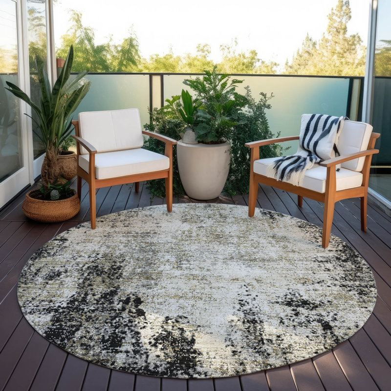 Tapis rectangulaire Aleighna avec envers antidérapant, Round 8'