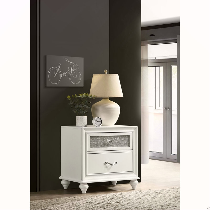 Table de chevet 2 tiroirs blanche