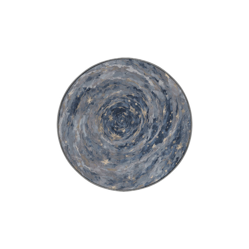 Tapis gris lavable à la machine, Rond 3 pi