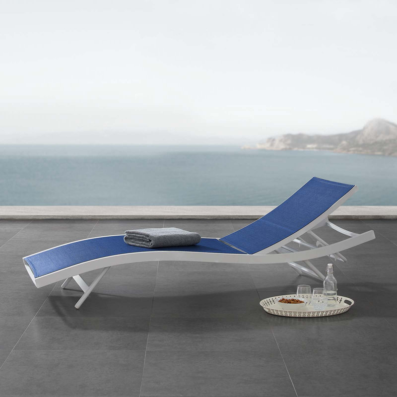 Chaise longue d'extérieur en filet Glimpse, Bleu marine