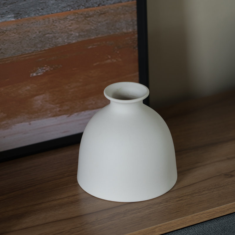 Vase de table en céramique Steriana, Blanc, H 4 po x l 4,5 po x P 4,5 po