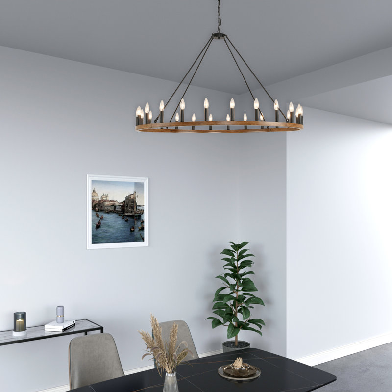 Shelbea 24 - Light Wagon Wheel Chandelier