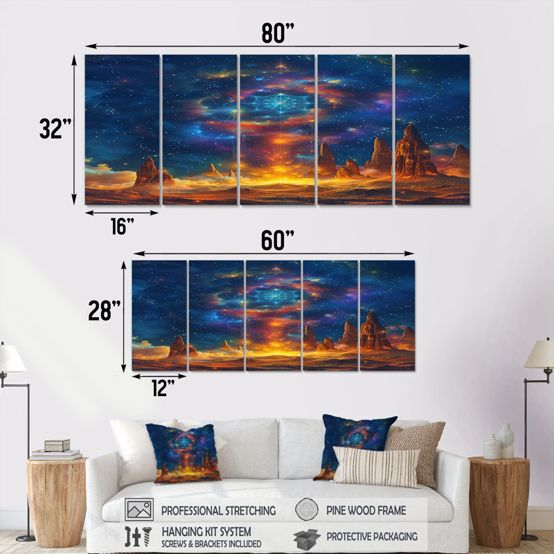 Ensemble de 5 décorations murales Magic Crystal, H 32 po x l 80 po