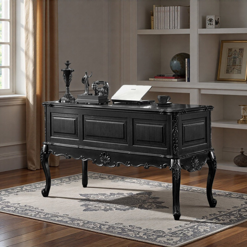 Bureau d'écriture français à cinq tiroirs de style rétro français, H 30,7 po x l 51,18 po x P 25,59 po