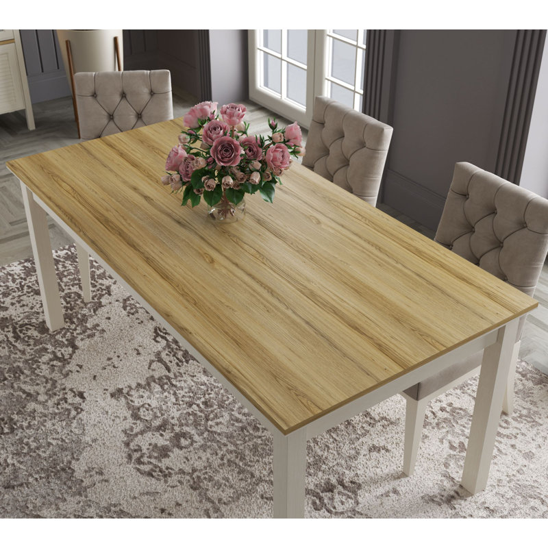 Table de salle à manger rectangulaire avec pieds en panneau de fibres à densité moyenne - l 71 po x H 31 po x P 36 po - crème / gris