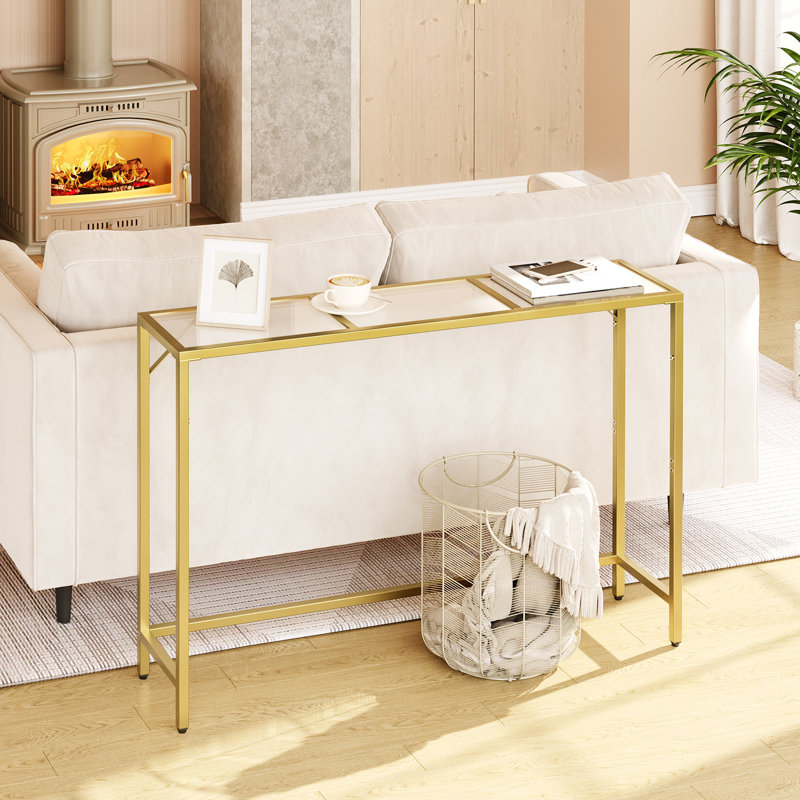 Smajo 40.2" Console Table Tempered Glass Hallway Table, Gold