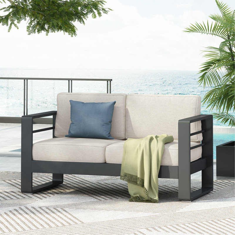 Causeuse, finition noire avec coussin beige