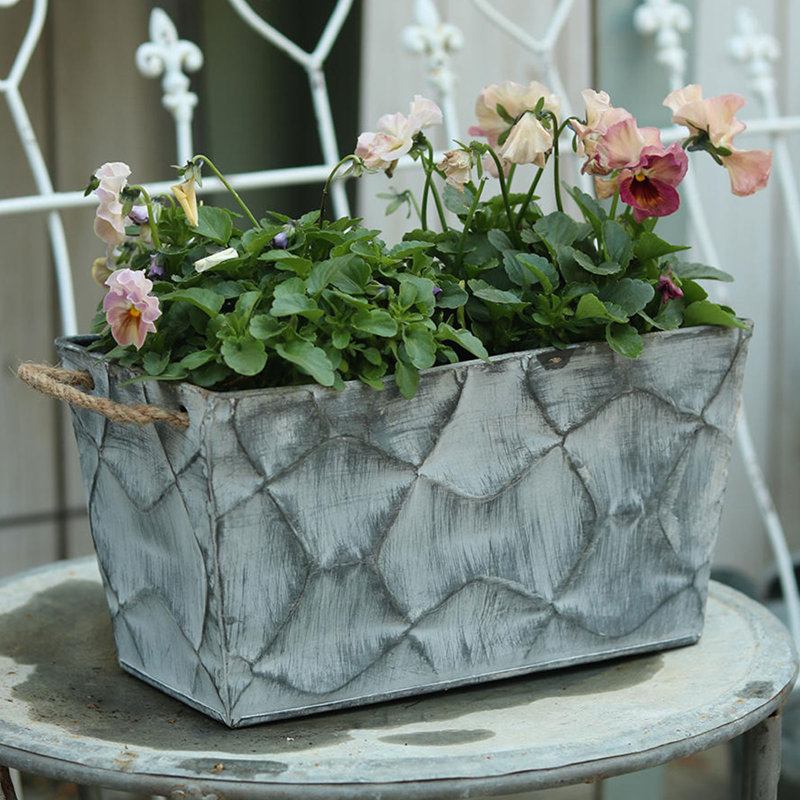 Rustic Gray Handmade Metal Wall Planter Set of 3