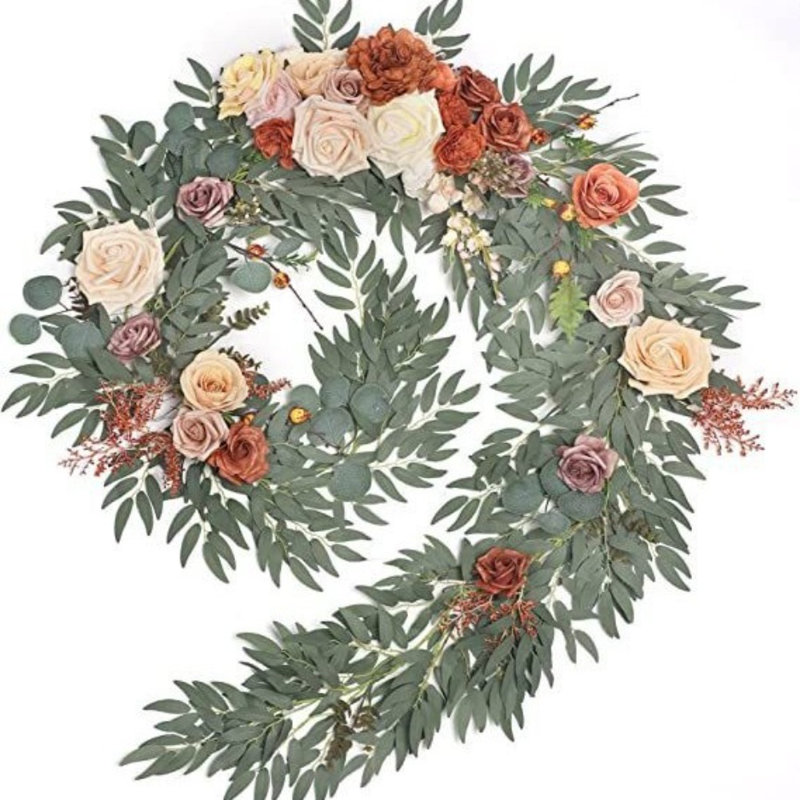 Guirlande artificielle 6 pi avec fleurs artificielles, Brun
