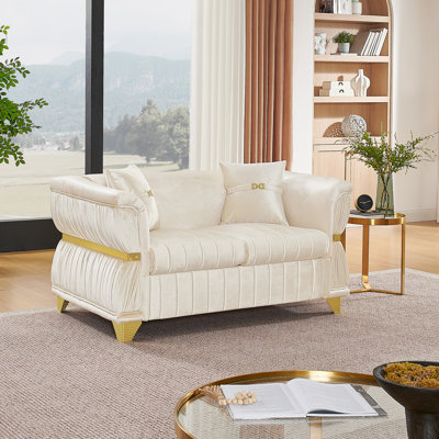 Canapé moderne deux places avec 2 coussins, canapé d'appoint rembourré, pour salon, chambre et appartement