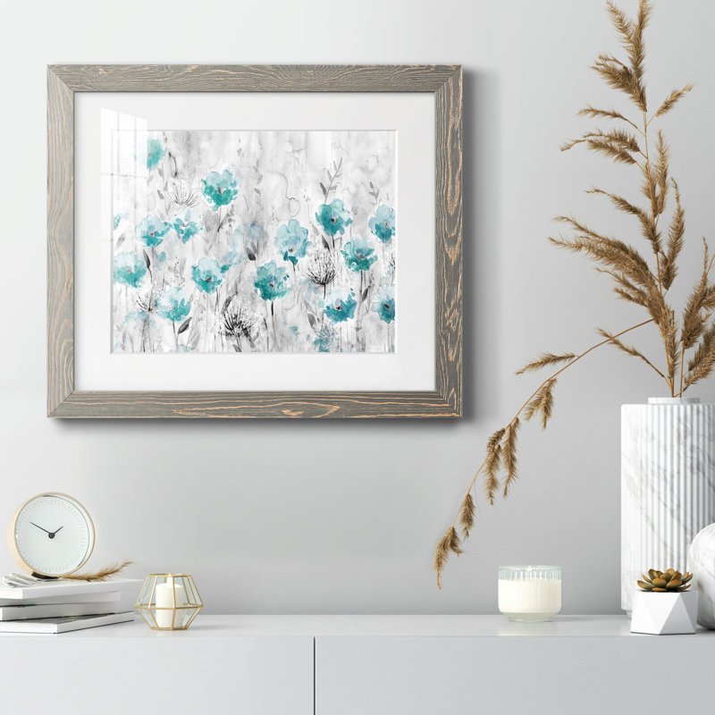 «Poppy Garden» - peinture encadrée, H 24 po x l 18 po x P 1,5 po, Encadré gris