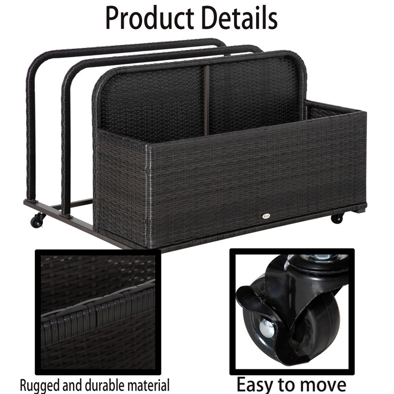 TONWIN 43'' W 110 Gallons Steel Storage Bench with Wheels, Grey