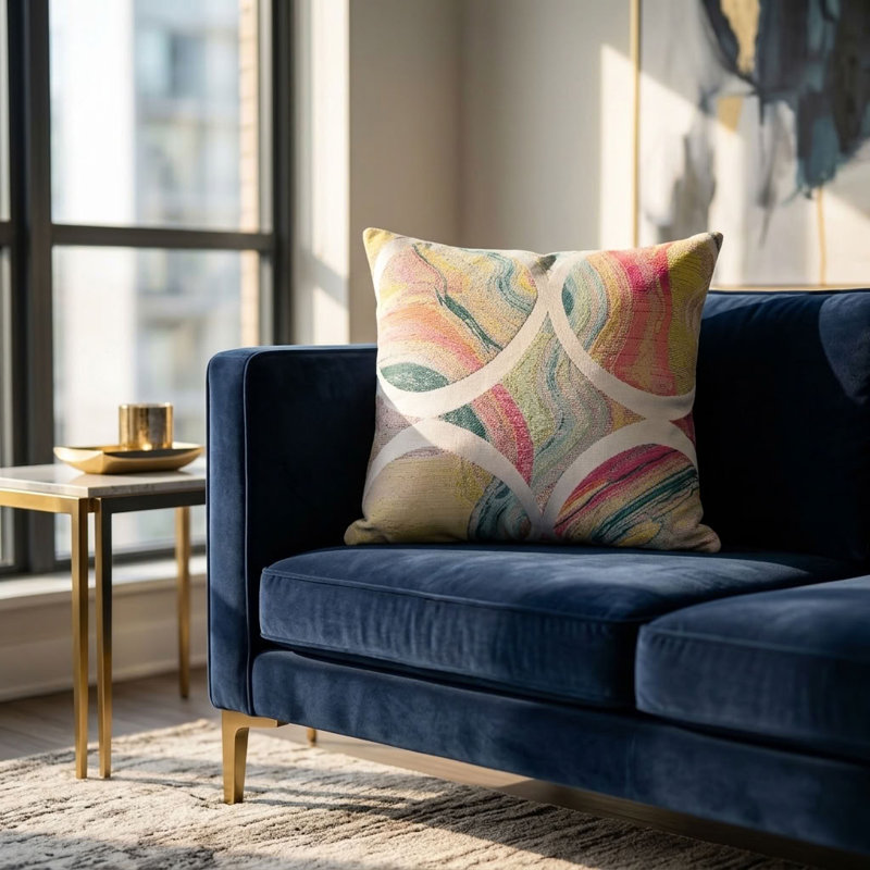 Lake Geometric Outdoor Reversible Throw Pillow, 18" x 18"