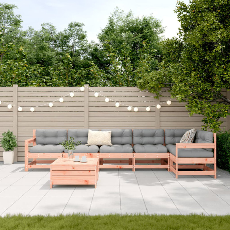 7 Piece Garden Sofa Set Solid Wood Douglas Fir