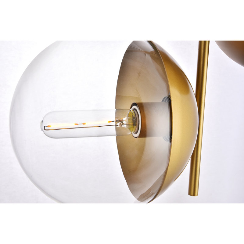 Lustre sphérique à intensité variable 2 lumières Yearby, Laiton, Clair