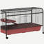PawHut 48" L Small Animal Cage, Rabbit Hutch, or Ferret Pet Play House with Feeder, Rolling Wheels, Platform, Ramp