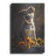 Art mural en métal Winston Porter «Cute Puppy With Orange Flowers German Shepherd» par Momart-670084562