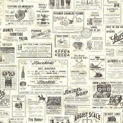 Hanschen Vintage Newspaper 33' x 20.5" 3D Embossed Wallpaper