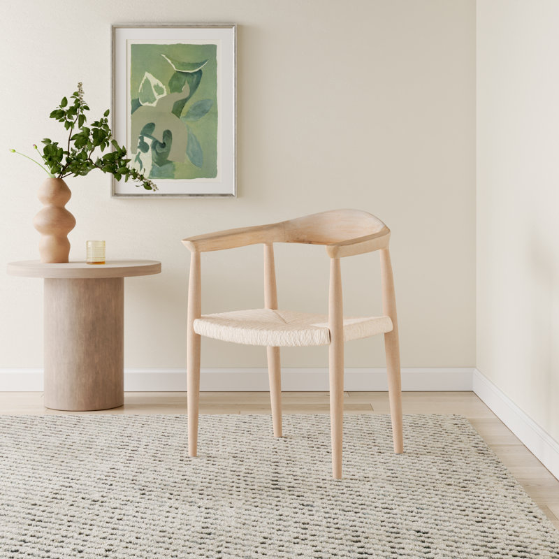 Arlo 17.32'' H Leather Upholstered Armchair, Unfinished Natural