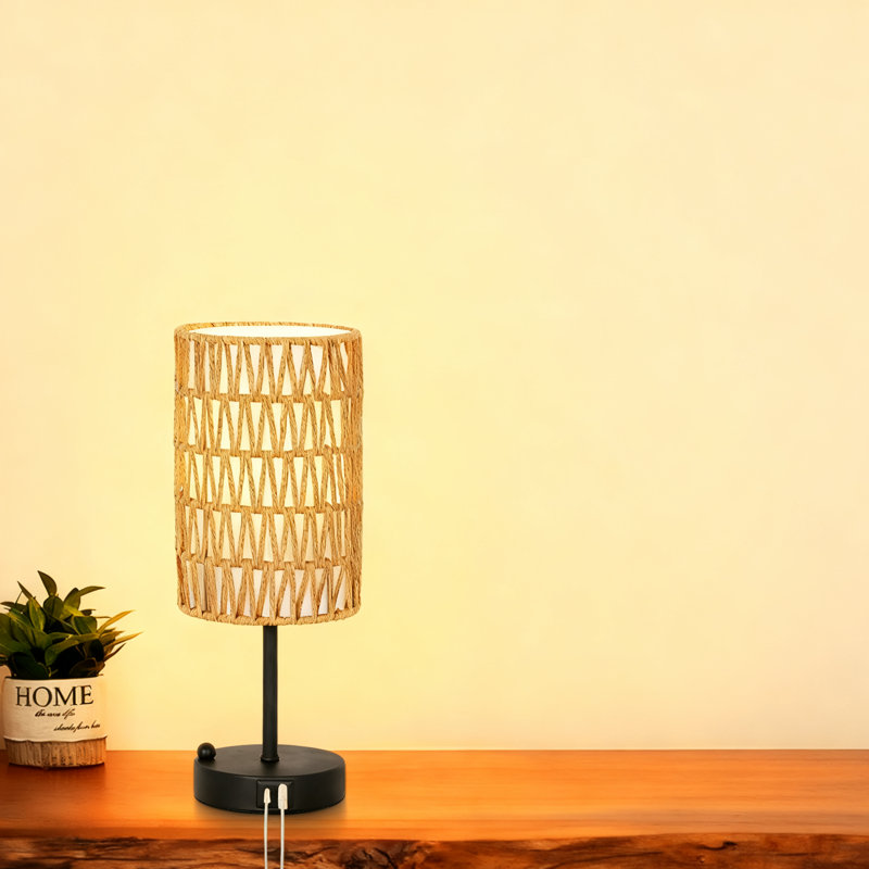 Lampe de table tactile pour chambre à coucher avec ampoule et ports USB