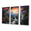«Tropical Waterfall Paradise Sunset Over Mountains - River», ensemble d'art mural-108317738-108317741