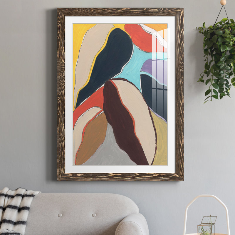 Botanical Revisit I - peinture encadrée, Papier, cadre noyer, H 37,5 po x l 27,5 po x P 1,5 po