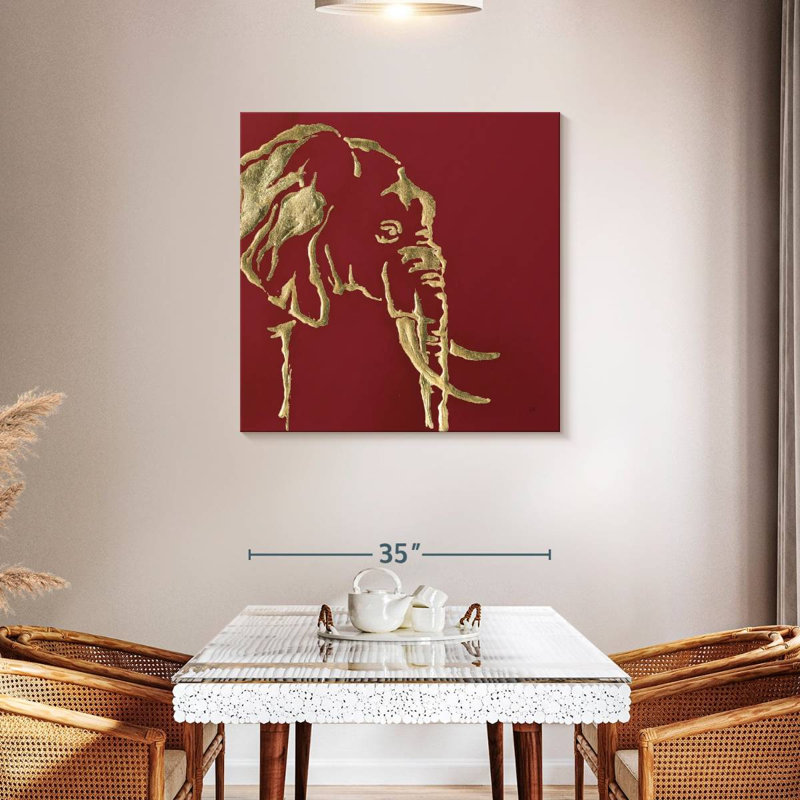 Brampt Gilded Elephant On Red