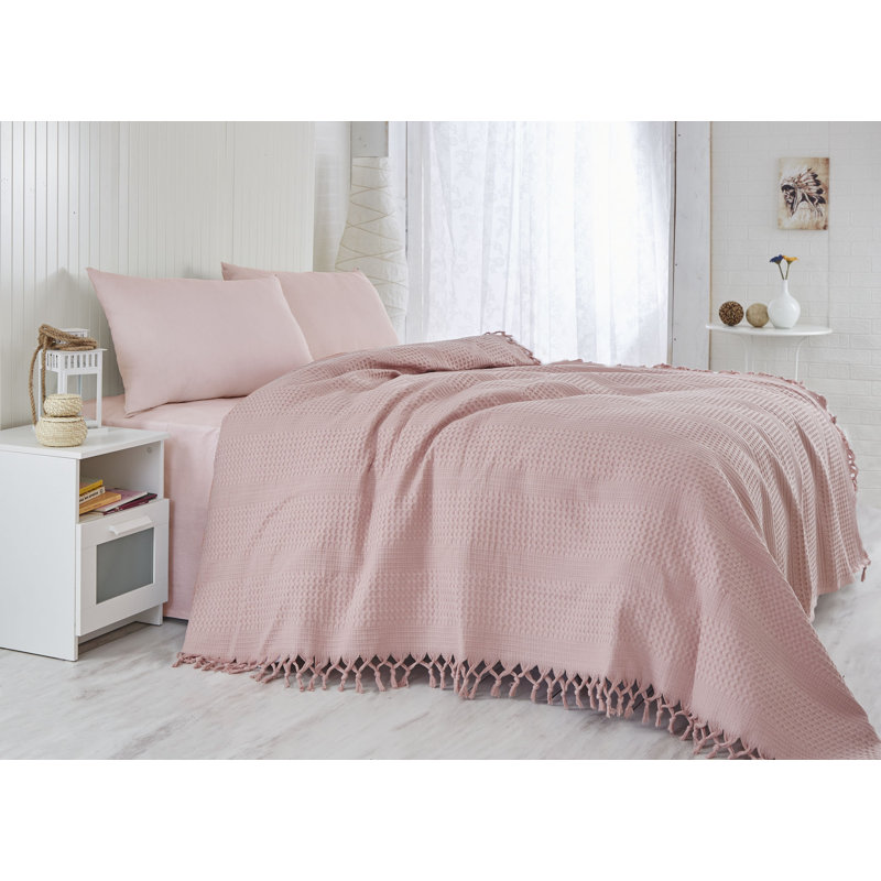 Trudeau Cotton Solid Colour Bedspread with Pillowcases