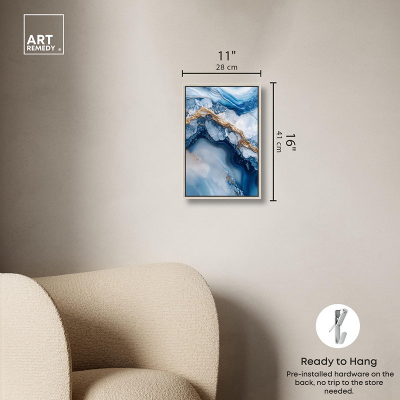 Décoration murale géode en toile Molten Topaz II par , Encadrement argenté, H 16 po x l 16 po