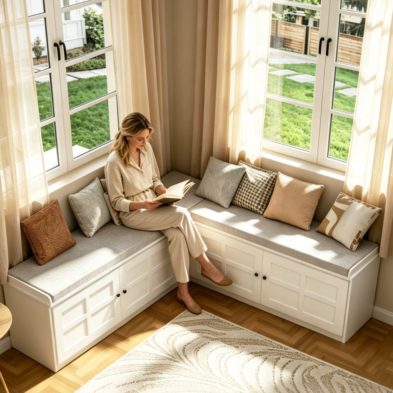 L Shape Storage Bench, Kitchen Breakfast Nook Bench With Cushion Backless Corner Bench Nook  For Entryway  Dining Room Cloakroom, White