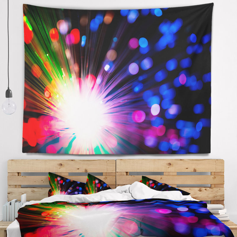 Tapisserie d’éclairage en fibre optique multicolore, H 32 po x l 39 po