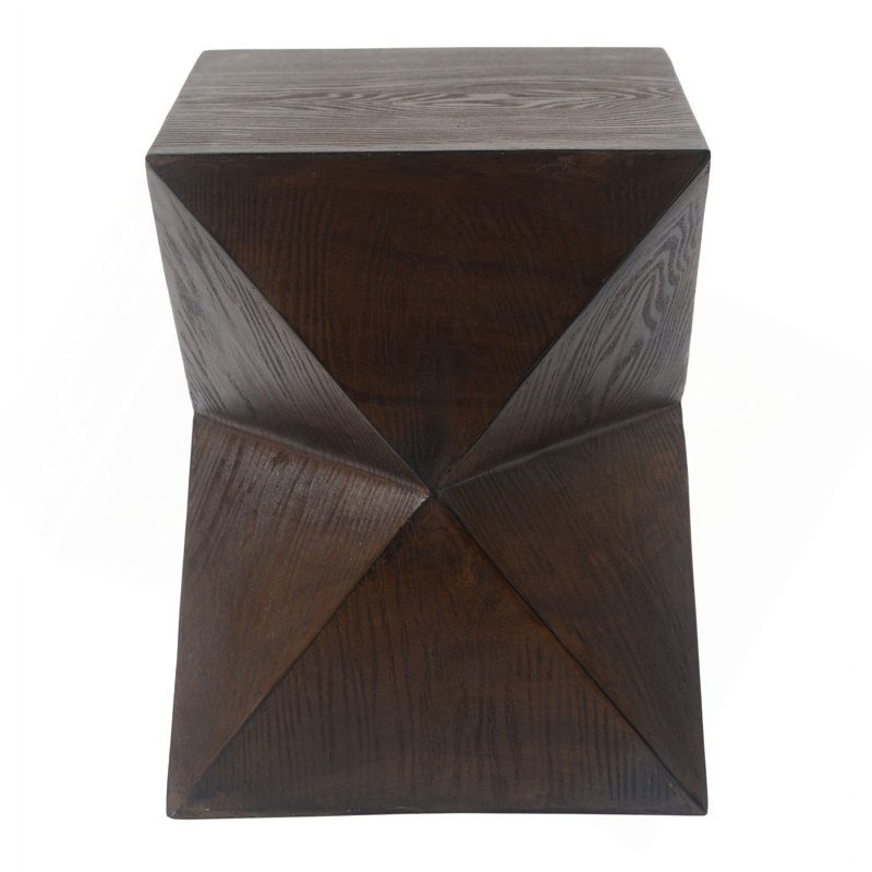 14.25" Prismatic Symmetry Concrete Outdoor Side Table With Symmetric Design – Weather-Resistant Accent For Patio, Garden, Or Balcony