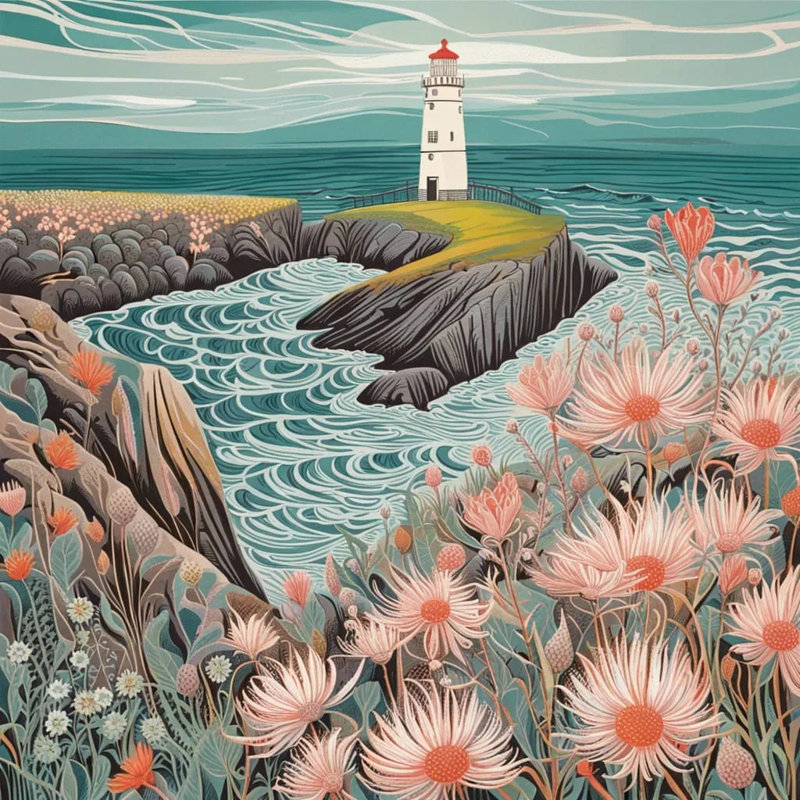 Art mural sur toile en forme de phare, H 20 po x l 20 po