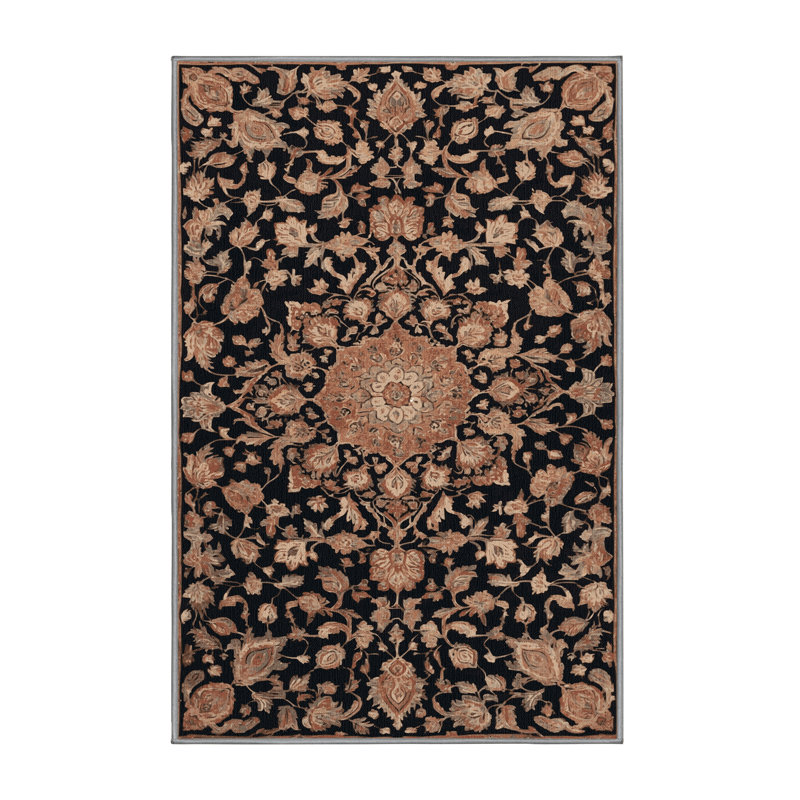 Tapis persan gris lavable à la machine, Rectangulaire 3 pi x 5 pi