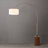 Tambo Arc Floor Lamp - Dark Walnut Wood Finish, Weathered Brass, Tambour base, White Linen Shade, Dimmer-96227972
