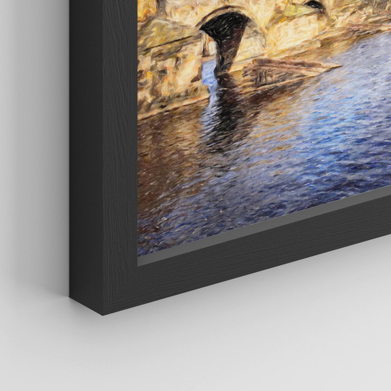 «Riverwalk Bridge Pastel Sky Ocean» sur papier, H 14 po x l 11 po, Noir