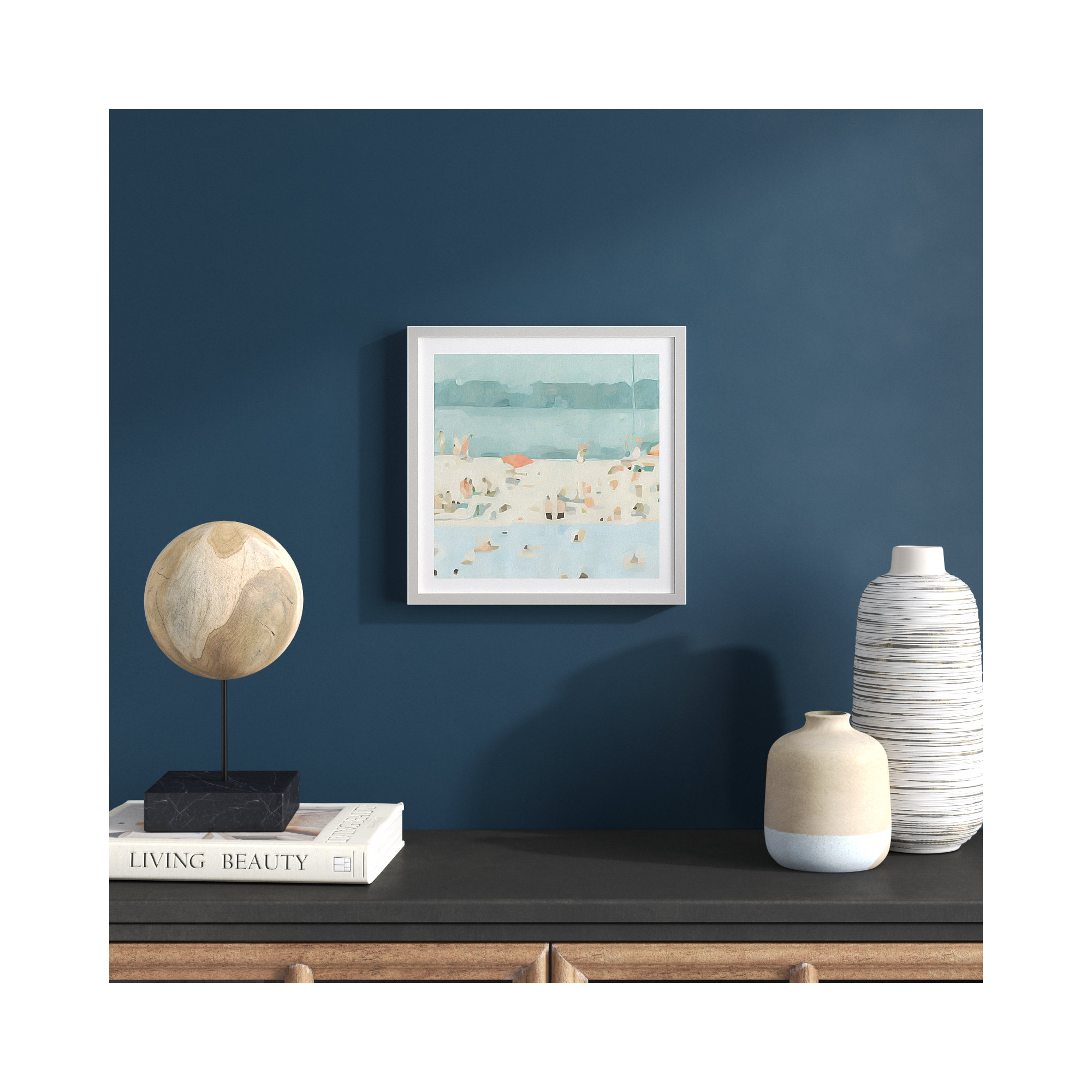 Sea Glass Sandbar II by Emma Scarvey, White, 12"H x 12"W