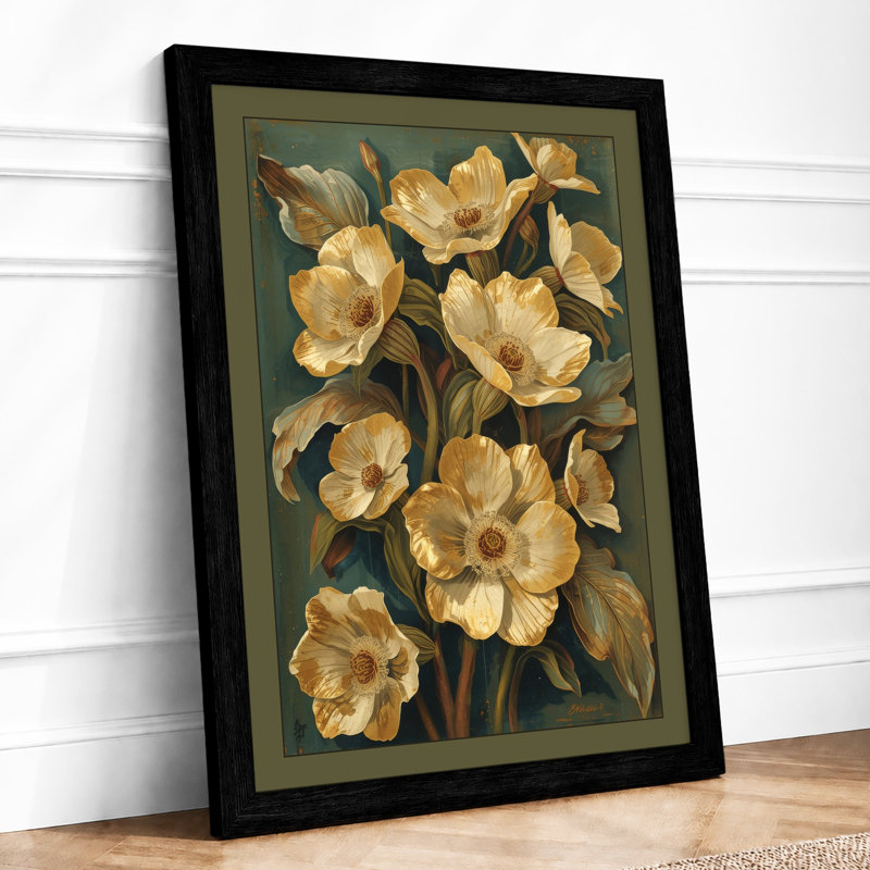 Golden Tulips Study Botanical - Print, A2 - 59.4 x 42.0 cm, Black