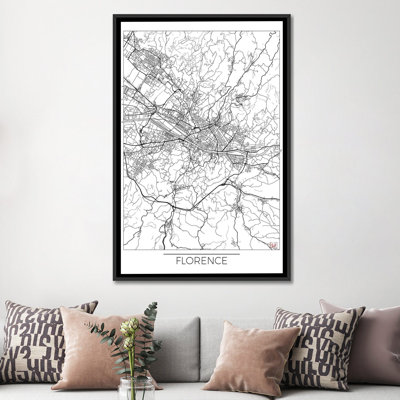 « florence minimal urban blueprint map », impression sur toile