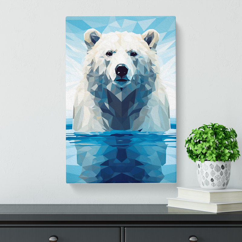 Polar Bear Geometric No.2 - Wrapped Canvas, 76cm H x 50cm W x 3cm D