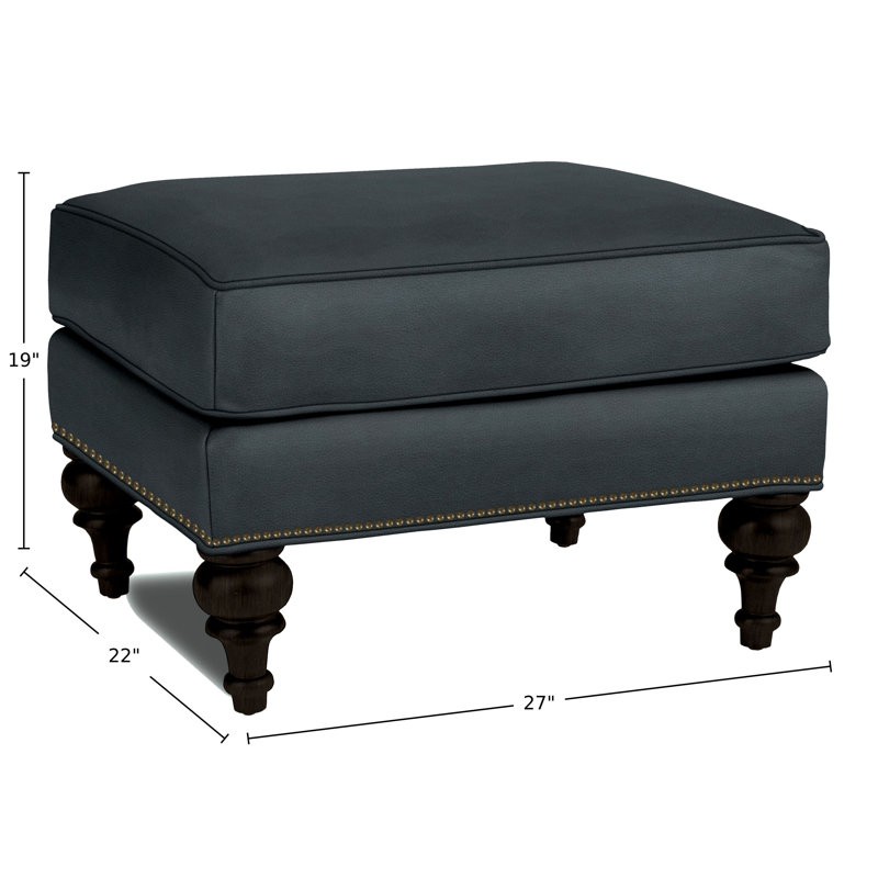 Tandre Upholstered Ottoman, Blue Genuine Leather