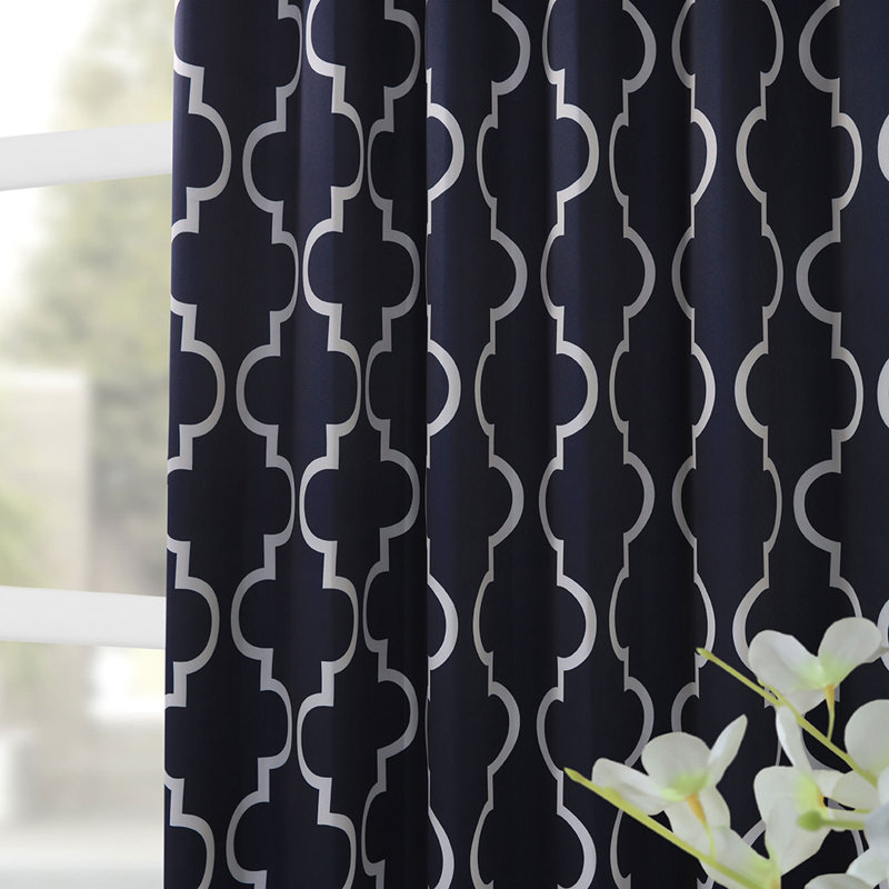 Rideau en polyester Roth, l 50 po x L 84 po, Beige / marine