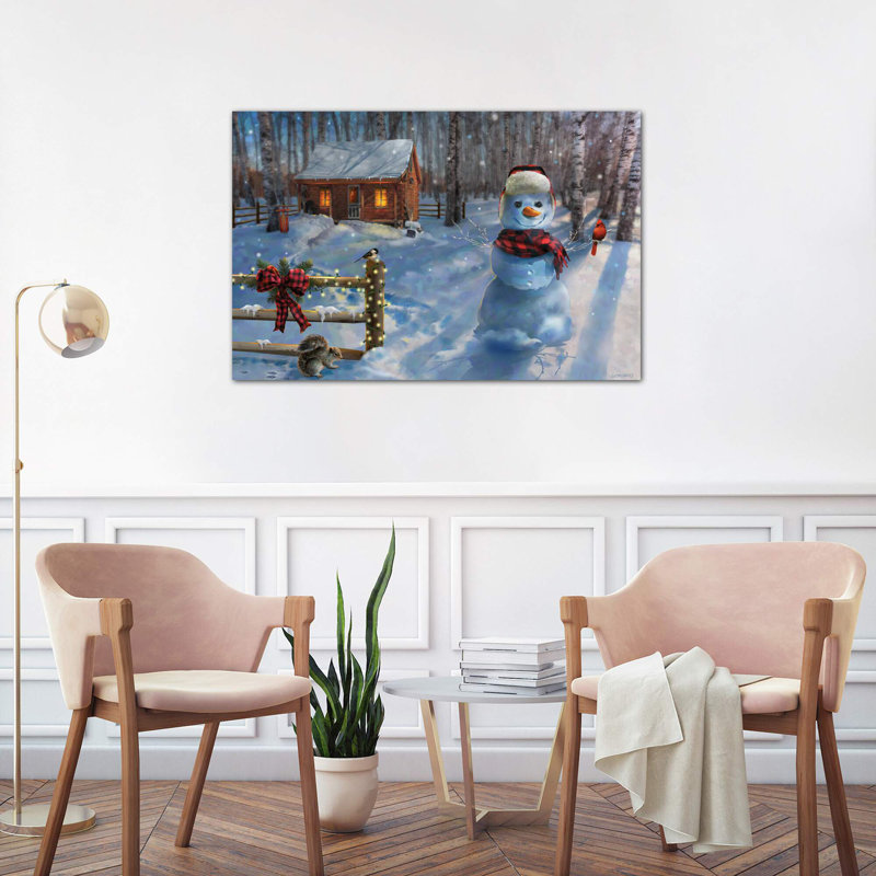 Moonlit Cabin Retreat - Wrapped Canvas Print, 66.04 cm H x 45.72 cm W x 3.175 cm D