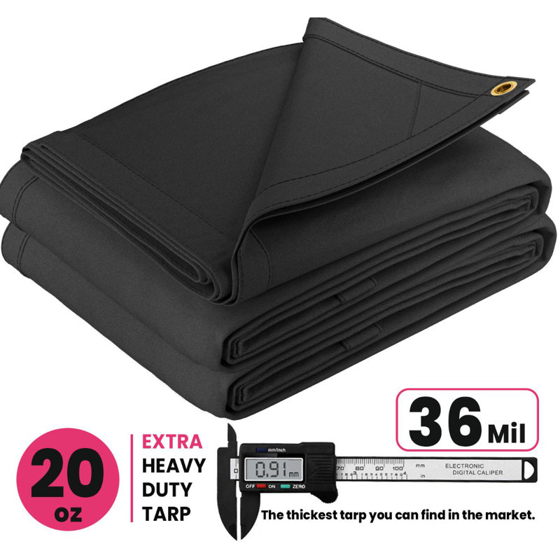 PROTARP Heavy Duty 14 OZ Water Resistant Canvas Tarp, UV Resistant Tarpaulin Cover with Rustproof Brass Grommets, Multipurpose for Canopy, Roof, Camping, Woodpile . (Grey )