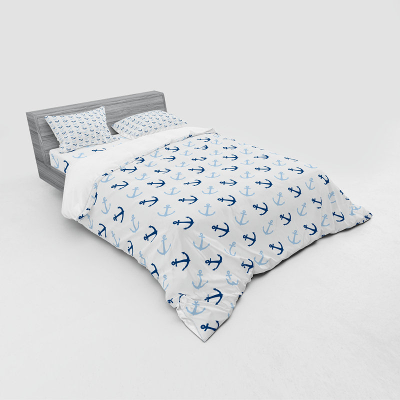 Ensemble de housse de couette en microfibre bleu bébé / bleu marine, Housse de couette grand + 3 pièces supplémentair