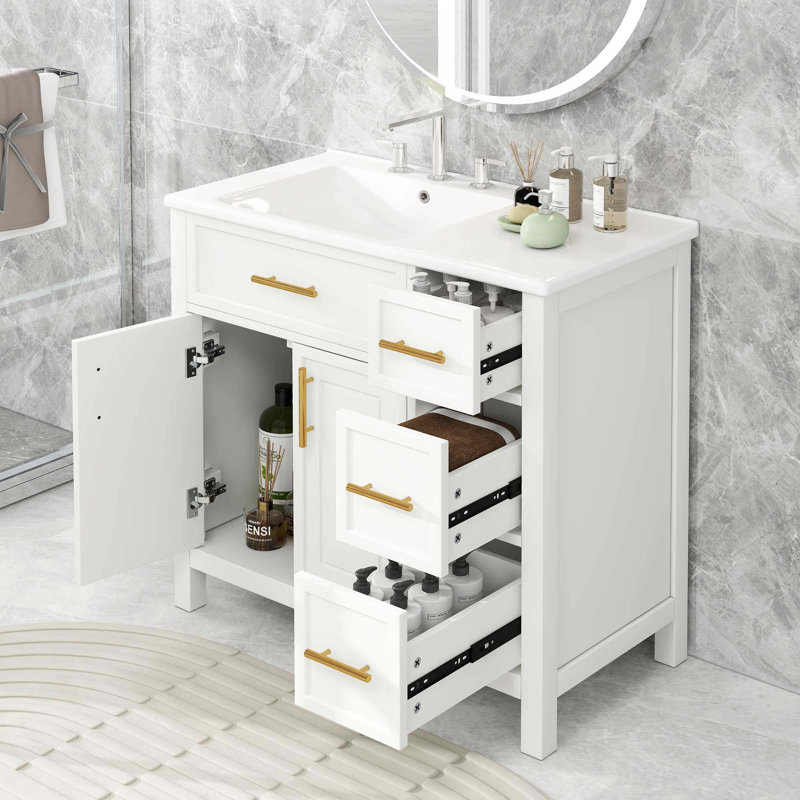 36" Bathroom Vanity With Sink Top, Off White